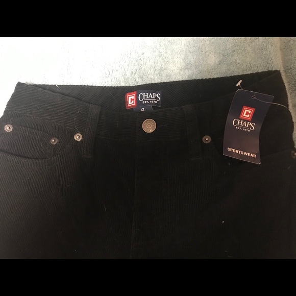 NWT Boys Black CHAPS Corduroy Jeans - Size 12 - Picture 3 of 4